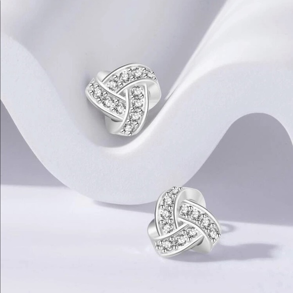 Cubic Zirconia Sterling Silver Earrings - Picture 3 of 4